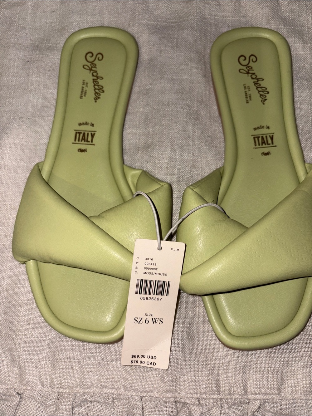 Seychelles Moss Green Slide Sandals